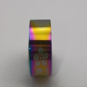 Stainless Steel Rainbow Metallic Ring Band Floral Etched Size 9 US (China 18)
